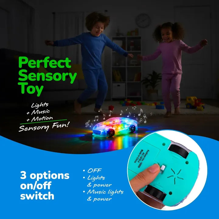 Light Up Transparent Sports Car Sensory Toy for Kids