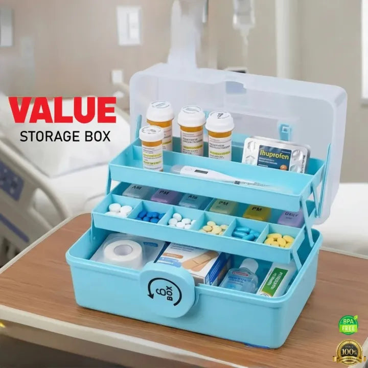 Multipurpose Storage Box Organizer with 3-Tier Compartments