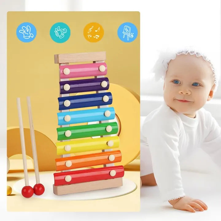 Wooden Xylophone for toddlers with 2 Safe Mallets
